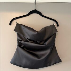 Zara Black Satin Strapless Top
